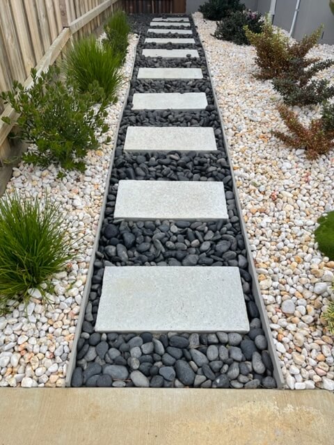 Lay pavers on a bed of crushed rock